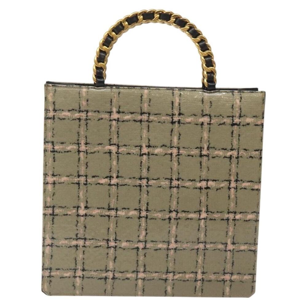 Chanel Enamel Leather Choco Bar Chain Handbag Beige